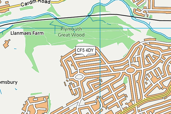 CF5 4DY map - OS VectorMap District (Ordnance Survey)