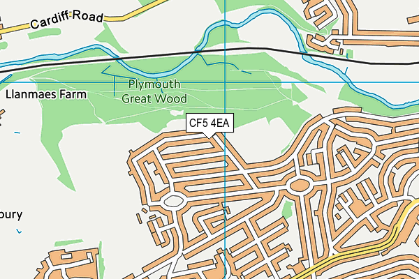 CF5 4EA map - OS VectorMap District (Ordnance Survey)