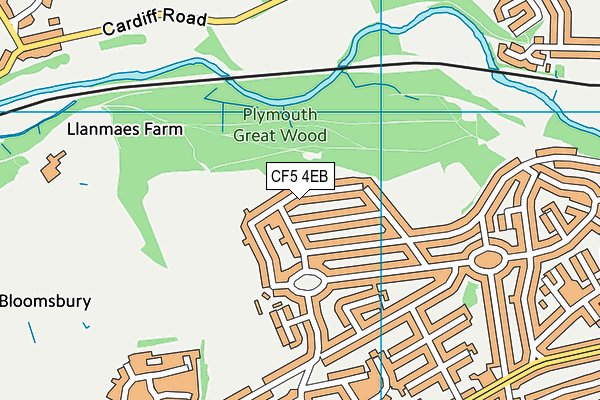 CF5 4EB map - OS VectorMap District (Ordnance Survey)