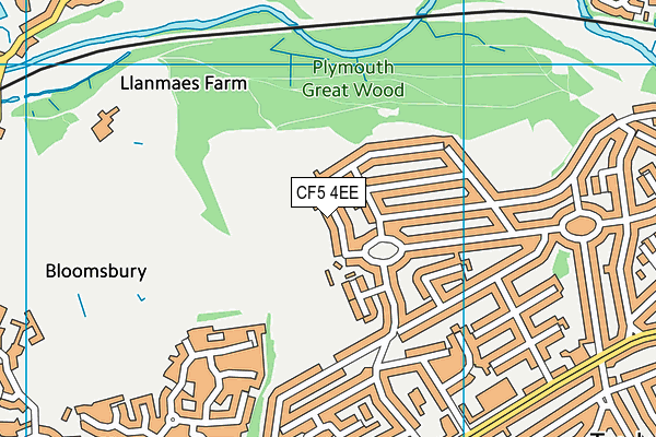 CF5 4EE map - OS VectorMap District (Ordnance Survey)