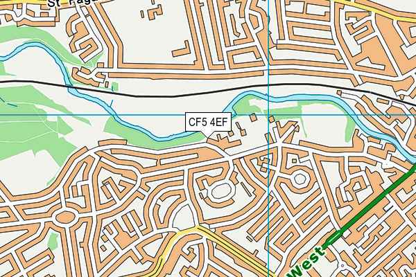 CF5 4EF map - OS VectorMap District (Ordnance Survey)