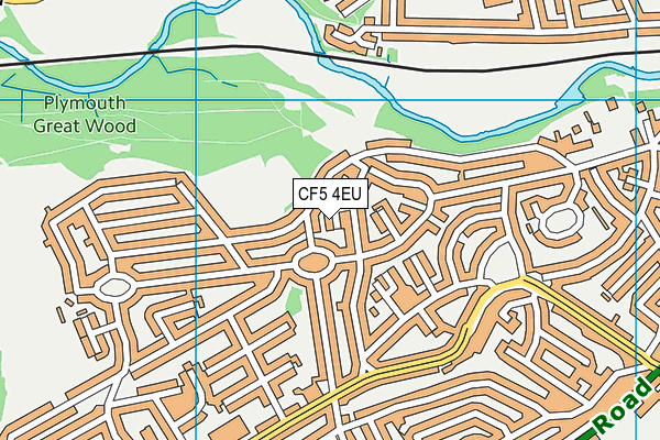 CF5 4EU map - OS VectorMap District (Ordnance Survey)