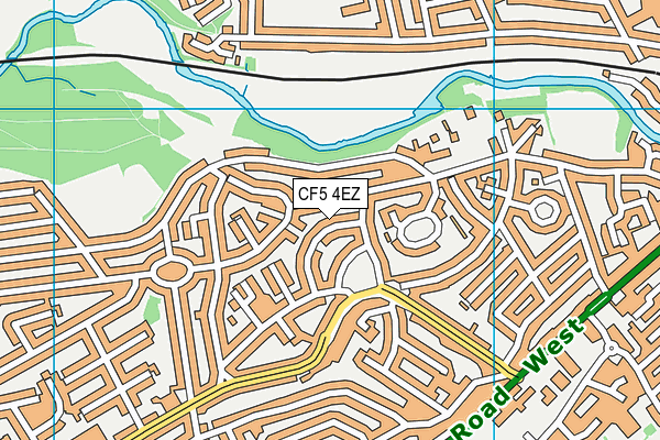 CF5 4EZ map - OS VectorMap District (Ordnance Survey)