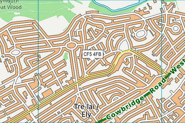 CF5 4FB map - OS VectorMap District (Ordnance Survey)