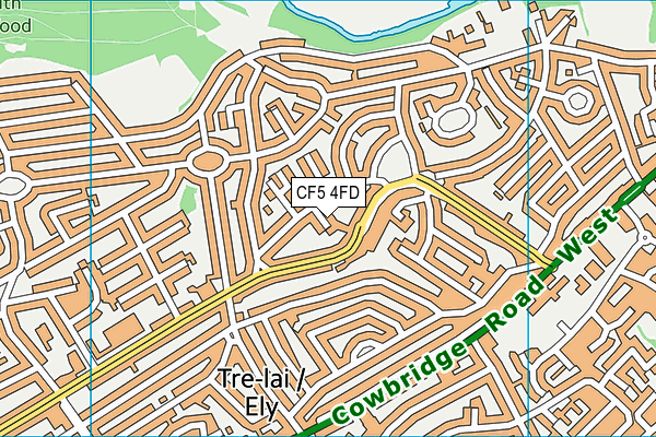 CF5 4FD map - OS VectorMap District (Ordnance Survey)