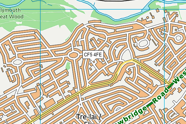 CF5 4FE map - OS VectorMap District (Ordnance Survey)