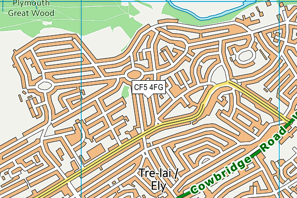 CF5 4FG map - OS VectorMap District (Ordnance Survey)