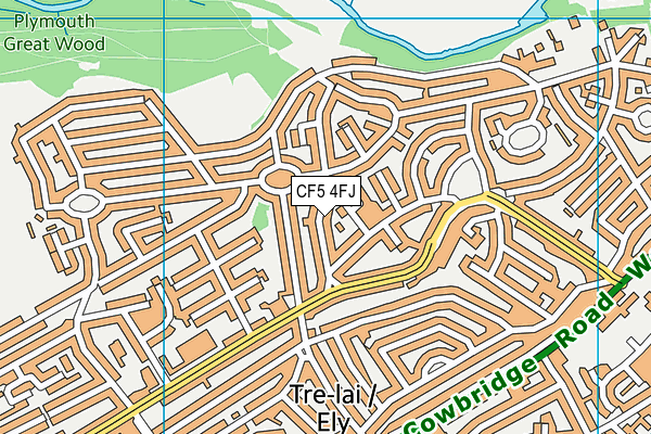 CF5 4FJ map - OS VectorMap District (Ordnance Survey)