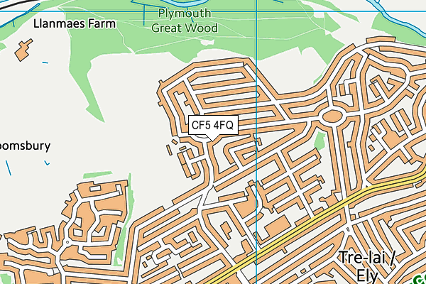 CF5 4FQ map - OS VectorMap District (Ordnance Survey)