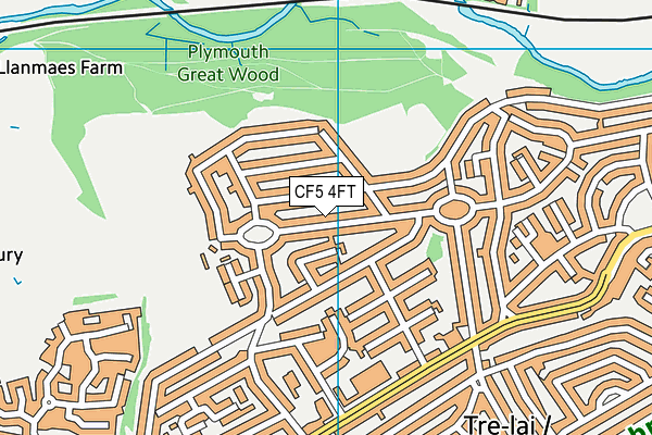 CF5 4FT map - OS VectorMap District (Ordnance Survey)