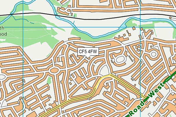 CF5 4FW map - OS VectorMap District (Ordnance Survey)