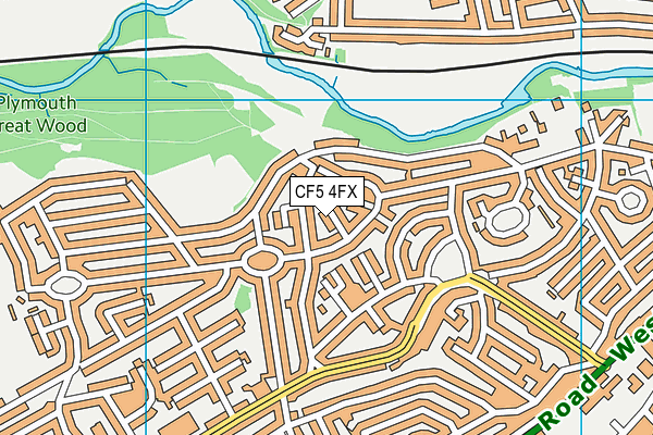 CF5 4FX map - OS VectorMap District (Ordnance Survey)