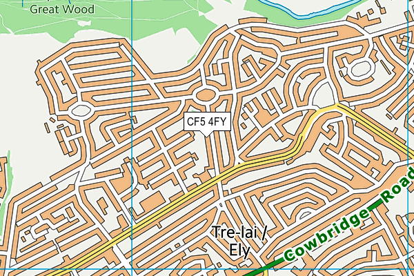 CF5 4FY map - OS VectorMap District (Ordnance Survey)