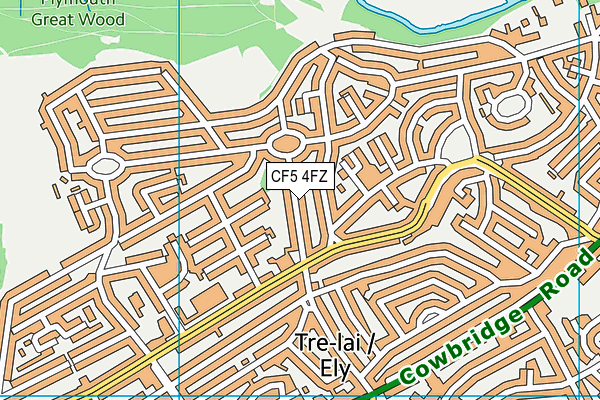 CF5 4FZ map - OS VectorMap District (Ordnance Survey)