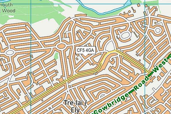 CF5 4GA map - OS VectorMap District (Ordnance Survey)