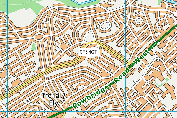 CF5 4GT map - OS VectorMap District (Ordnance Survey)