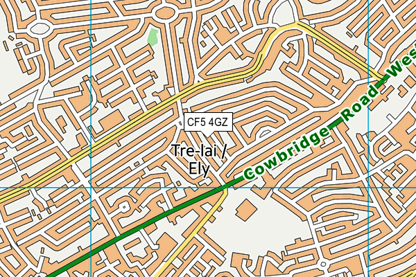 CF5 4GZ map - OS VectorMap District (Ordnance Survey)