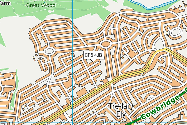 CF5 4JB map - OS VectorMap District (Ordnance Survey)