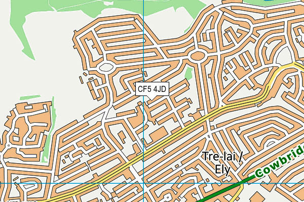 CF5 4JD map - OS VectorMap District (Ordnance Survey)