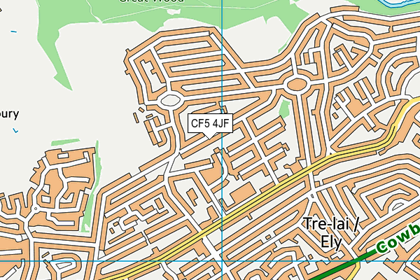 CF5 4JF map - OS VectorMap District (Ordnance Survey)