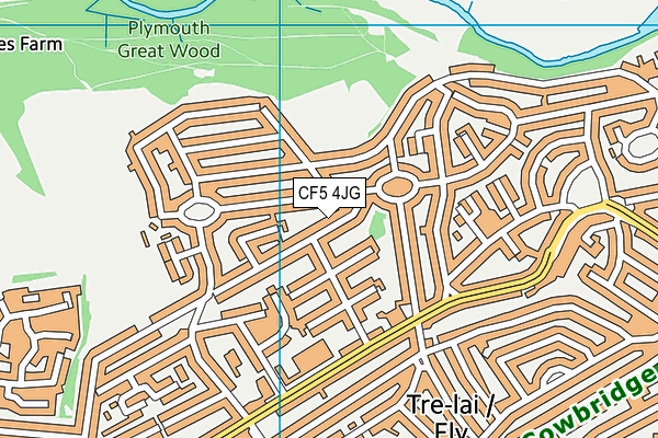 CF5 4JG map - OS VectorMap District (Ordnance Survey)