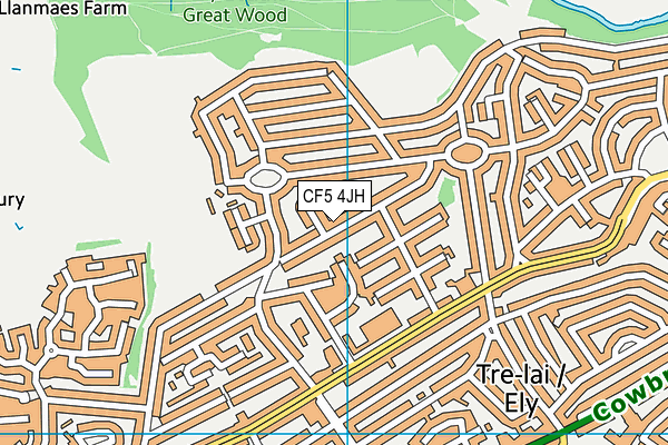 CF5 4JH map - OS VectorMap District (Ordnance Survey)