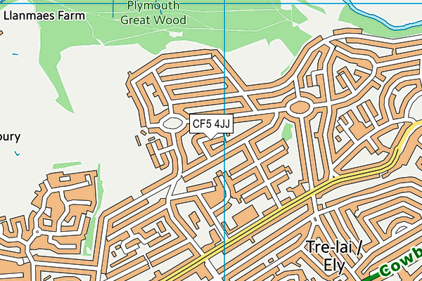 CF5 4JJ map - OS VectorMap District (Ordnance Survey)