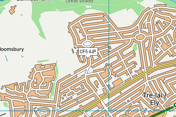 CF5 4JP map - OS VectorMap District (Ordnance Survey)