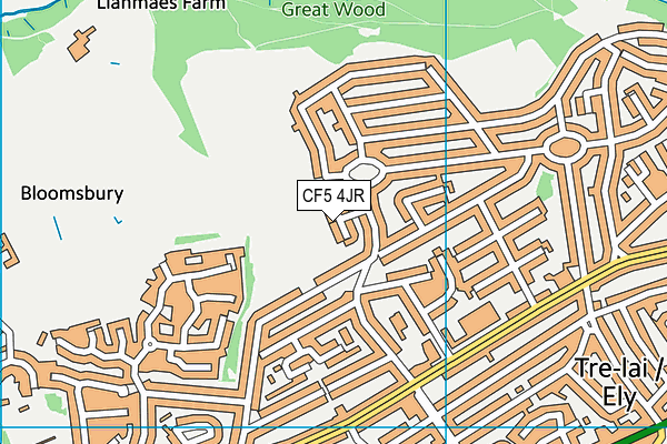 CF5 4JR map - OS VectorMap District (Ordnance Survey)