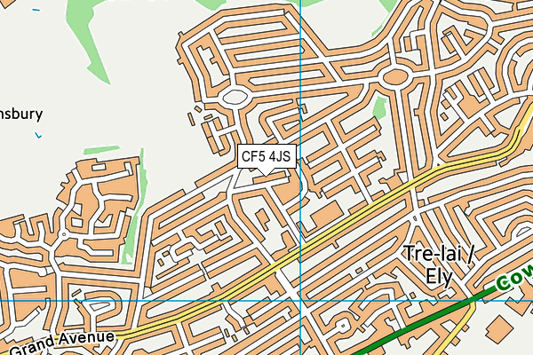 CF5 4JS map - OS VectorMap District (Ordnance Survey)