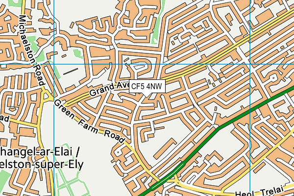 CF5 4NW map - OS VectorMap District (Ordnance Survey)
