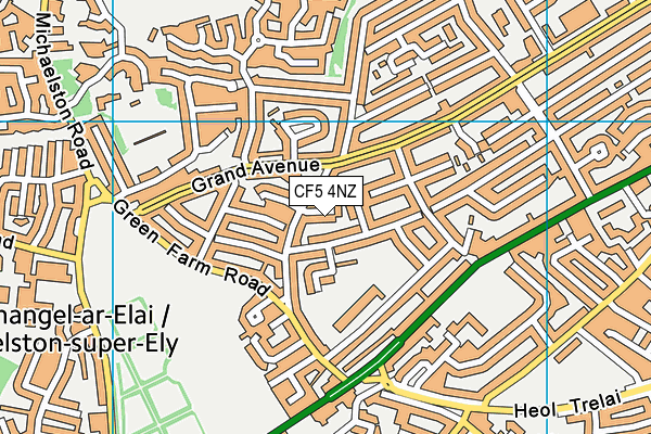 CF5 4NZ map - OS VectorMap District (Ordnance Survey)