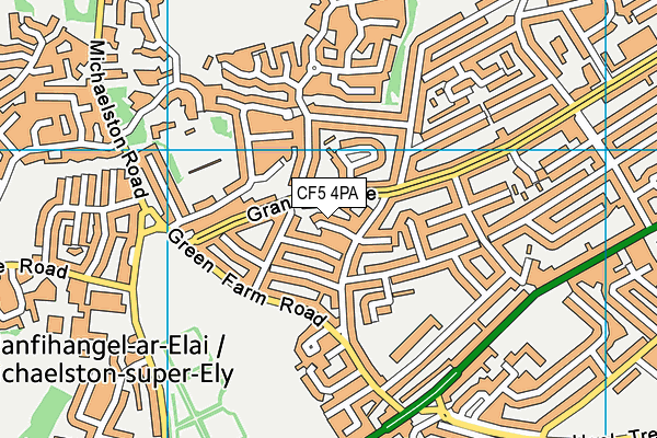 CF5 4PA map - OS VectorMap District (Ordnance Survey)