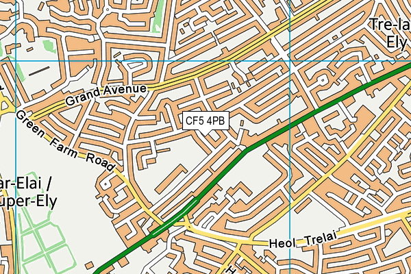 CF5 4PB map - OS VectorMap District (Ordnance Survey)