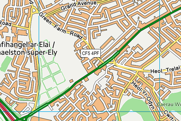 CF5 4PF map - OS VectorMap District (Ordnance Survey)