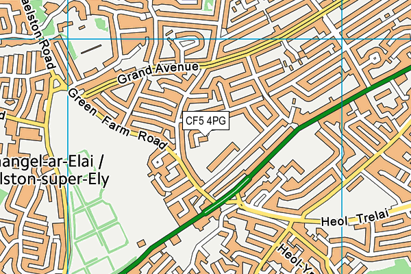 CF5 4PG map - OS VectorMap District (Ordnance Survey)