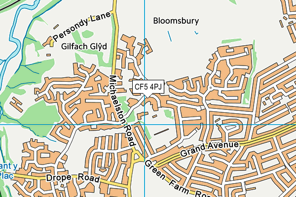 CF5 4PJ map - OS VectorMap District (Ordnance Survey)