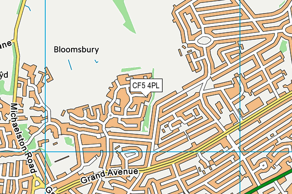 CF5 4PL map - OS VectorMap District (Ordnance Survey)