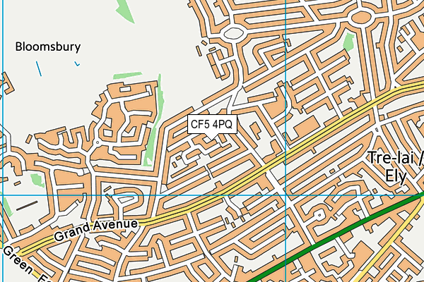 CF5 4PQ map - OS VectorMap District (Ordnance Survey)