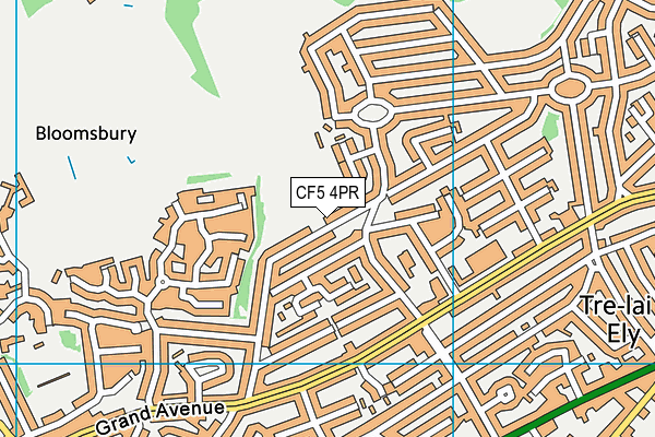 CF5 4PR map - OS VectorMap District (Ordnance Survey)