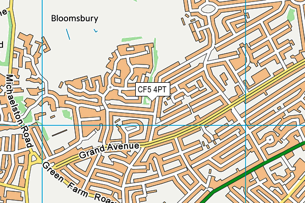 CF5 4PT map - OS VectorMap District (Ordnance Survey)