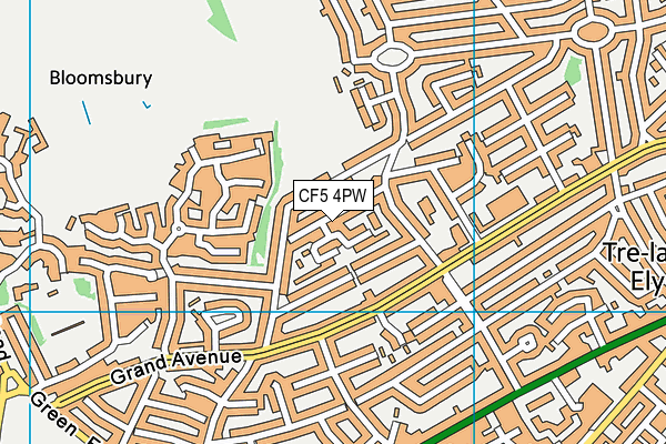 CF5 4PW map - OS VectorMap District (Ordnance Survey)