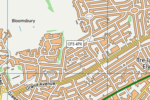 CF5 4PX map - OS VectorMap District (Ordnance Survey)