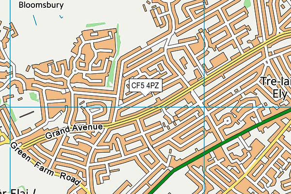 CF5 4PZ map - OS VectorMap District (Ordnance Survey)