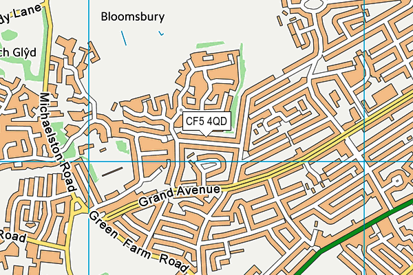 CF5 4QD map - OS VectorMap District (Ordnance Survey)