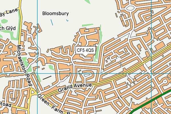 CF5 4QS map - OS VectorMap District (Ordnance Survey)