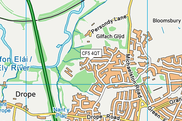 CF5 4QT map - OS VectorMap District (Ordnance Survey)