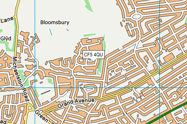 CF5 4QU map - OS VectorMap District (Ordnance Survey)