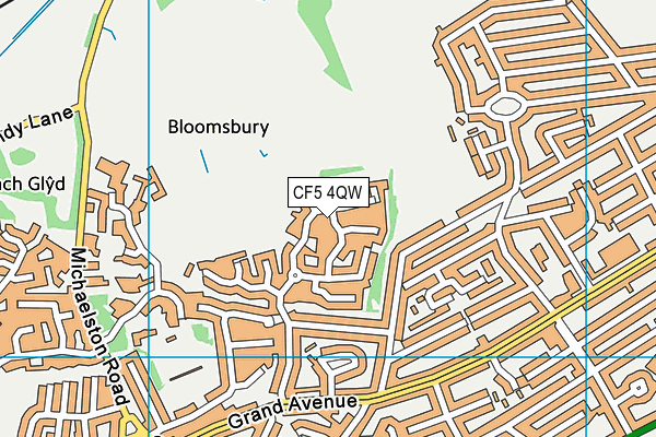 CF5 4QW map - OS VectorMap District (Ordnance Survey)