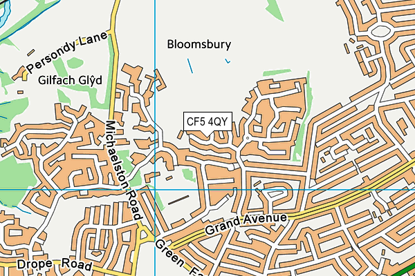 CF5 4QY map - OS VectorMap District (Ordnance Survey)